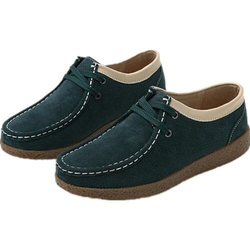 Women Flat Shoes Genuine Leather New Comfortable Soft Lightweight Retro Documentary Shoes Ladies Frosted Casual Women Loafers