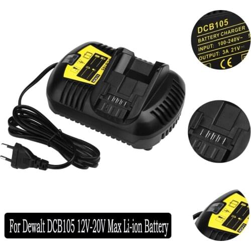 Replacement Charger For Dewalt DCB105 DCB101 DCB102,DCB200,DCB201 12V-20V Max Li-ion Battery Fast Charging Output 3A
