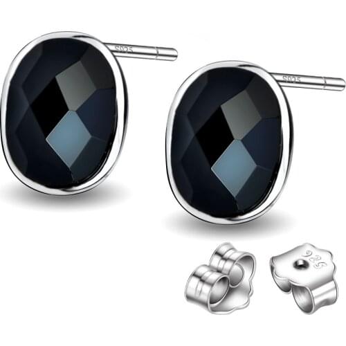 GNE0976 Hot Sale 100% Real 925 Sterling Silver Stud Earrings Sweet Black Crystal Charming Earring, Fashion Jewelry For Women