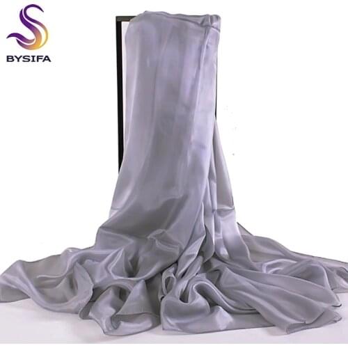 [BYSIFA] Ladies Metal Grey Silk Scarf Shawl 180*110cm Oversize Design Female Scarves Wraps Summer Sunshade Shawls Black Pink