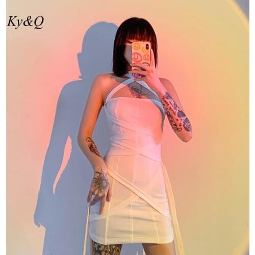 2021 New White Halter Dress Summer Backless Bandage Sense of Design High Quality Temperament Women Chic Sexy Slim Dresses