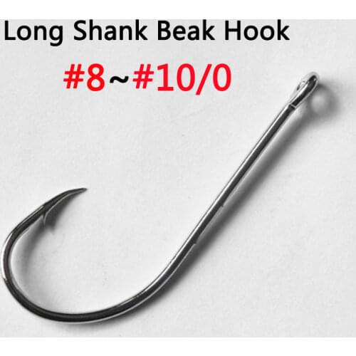[100pcs] Long Shank Beak Fishing Hook Octopus Rig Making Hooks 8222 Size #8 To #10/0