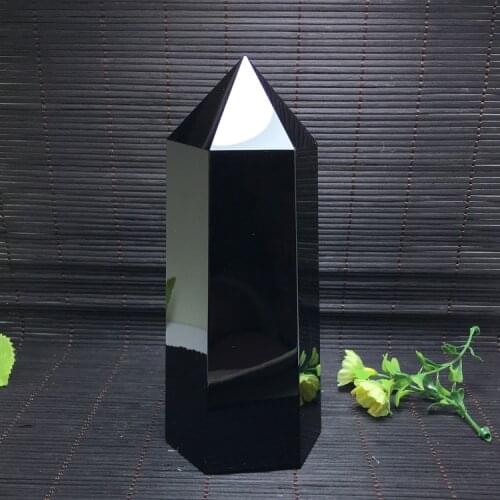 800g Natural obsidian quartz crystal wand healing