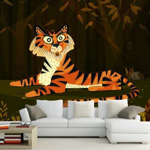 Abstract modern cartoon tiger children 3d wallpaper papel de parede,living room tv sofa wall kids' bedroom restaurant bar mural
