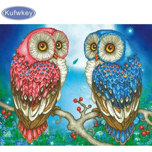 3D Diamond Cross Stitch Resin Full Square/round Diamond Sets,two owl Decorative Diamond Painting Diamond Embroidery Flower birds