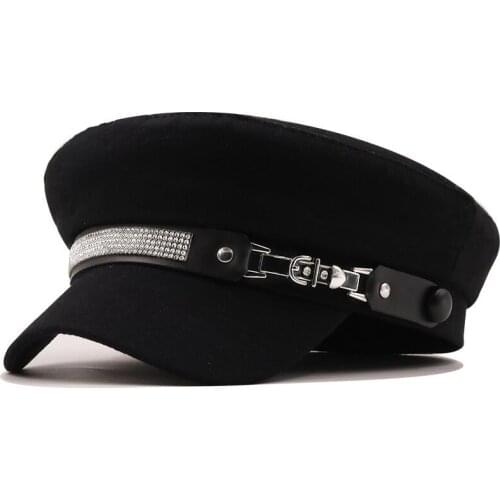 Spring summer Chain Black cotton Military Berets for Women Female Flat Army Cap Salior Hat Girl Travel Berets Ladies Painter Cap