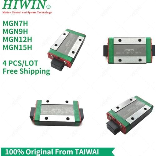 Free Shipping 4pcs/Lot HIWIN MGN7H MGN9H MGN12H MGN15H Carriages linear guide block for MGNR9C MGNR12C Linear Guides