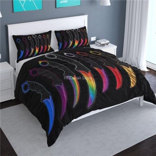 Home Textile CSGO 3d Bedding Set Karambit Hunting Knife Counter Strike Printed Duvet Cover Pillowcase Twin Full Queen King Size