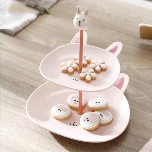 Double fruit plate personality shelf multilayer dessert stand display stand dessert pastry cute candy plate cake LB031208