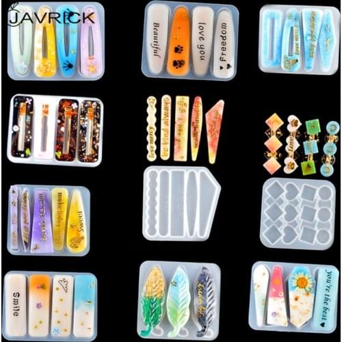 Geometric Barrette Hair Clip Silicone Mold Jewelry Epoxy Resin Acrylic DIY Hairpin Keychain Bookmark Casting Making Tool