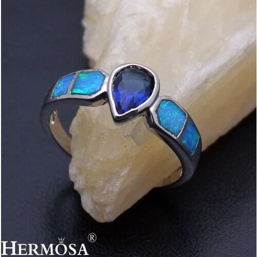 Hermosa Pretty Wedding Jewelry Mystic Fire Australian Opal Ring For Women Size 7# DF88 Christmas Gift