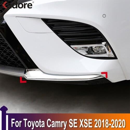 For Toyota Camry SE XSE 2018 2019 2020 ABS Chrome Car Front Bumper Trim Strip Decoration Cover Garnish Exterior Accessories