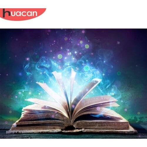 HUACAN Full Drill Square 5D DIY Diamond Painting Cartoon Books Night Dream Diamond Embroidery Decor Home