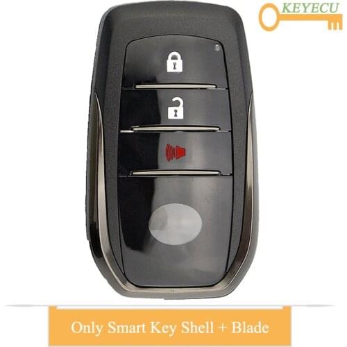 KEYECU Smart Prox Remote Control Car Key Shell Case for Toyota Hilux 2015 2016 2017, Replacement Fob 2+1 3 Buttons - Uncut Blade