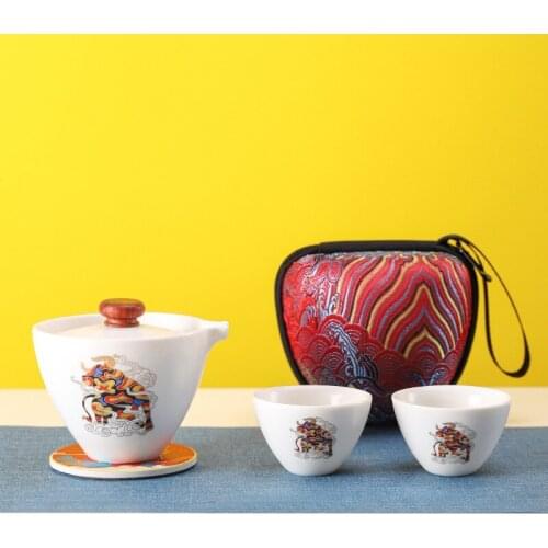 Chinese tea set Set of ceramic travel kungfu tea set Simple tea brewing set for outdoor tourism Express cup Tea set suit