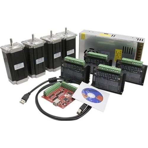 Nema 23 Stepper motor set：motor +TB6600 driver+ breakout board+350W 36v power supply CNC Router 4 axis kit