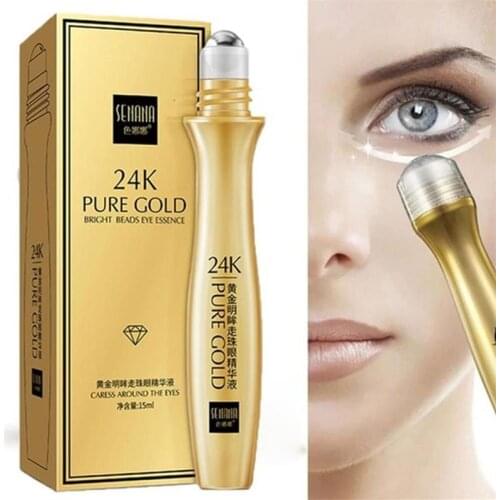 24K Gold Bright Eye Roller Eye Cream Hydrating Moisturizing Anti-Puffines Removal Dark Circles Eye Serum Eye Care 15ml