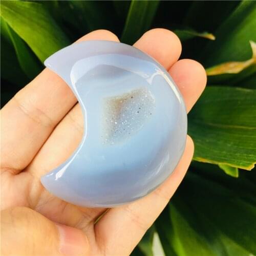 Angel Aura Agate Crystal Cluster Carved Stone Geode Crystal Moon Room Decoration Aesthetic Feng Shui Healing Crystal Reiki Gift
