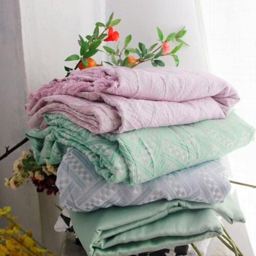 Summer Bamboo Fiber Jacquard Blanket Soft Bedspread On The Bed Tassel Throw Blankets 200*230/150cm Sofa Cover