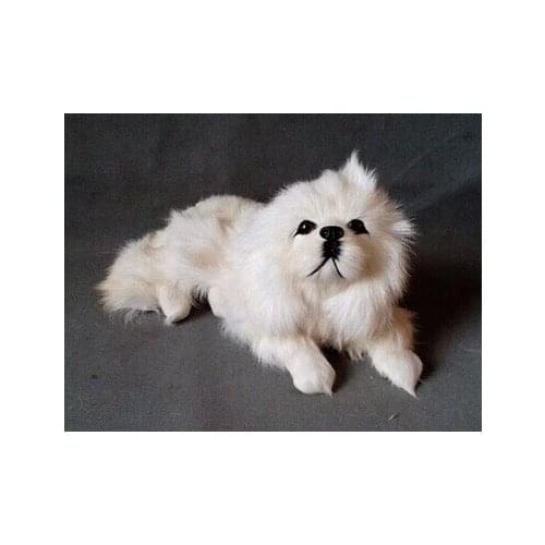 Simulation white prone dog model,polyethylene&furs 25x12cm toy,prop,home decoration Xmas gift w4230