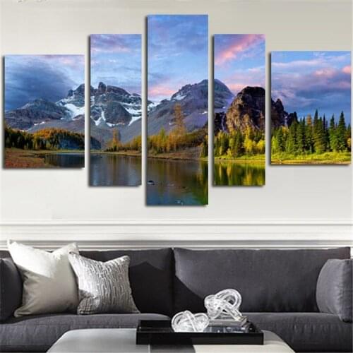 No Framed Canvas Art Wall Painting River And Mountain Landscape Modular Picture On The Wall Poster And Prints Home Decor