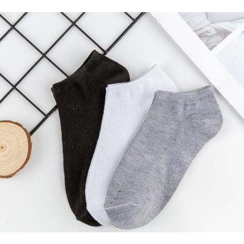 5/Pairs Summer Women Breathable Elastic Sports Socks Solid Color Boat Comfortable Cotton Ankle Socks White Black Gray Wholesale