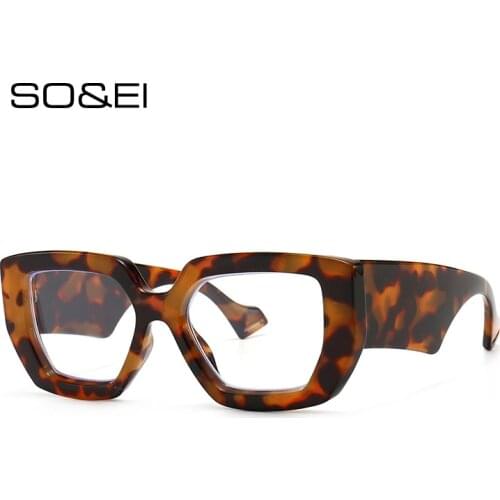 SO&EI Fashion Square Women Glasses Frame Clear Lens Eyewear Men Optical Shades UV400 Eyeglasses Frame