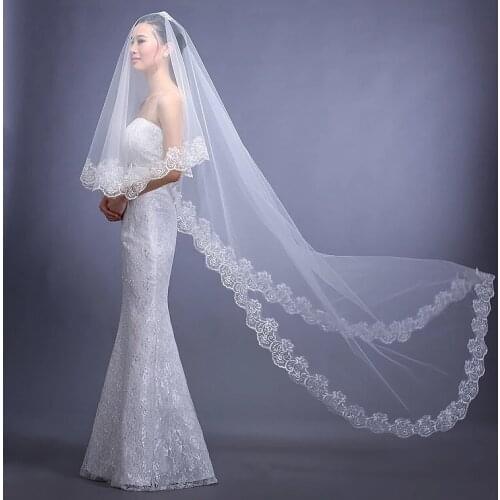 Wedding Bridal 3 Meters Long One Layer Veil Ivory/White Elegant Wedding Accessories Velos De Novia voile de mariee