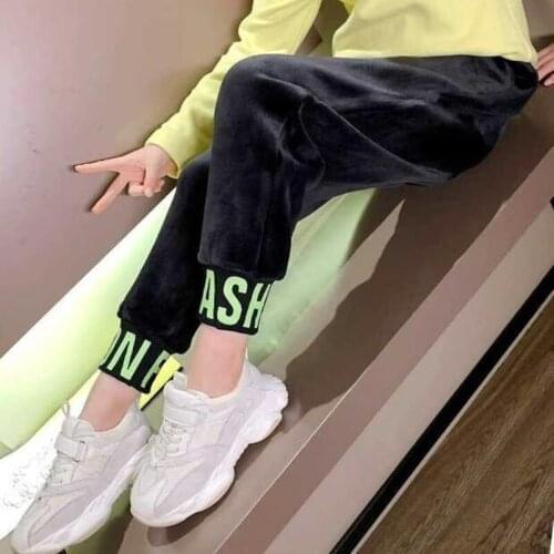 Autumn Winter Girl Thicken Trousers Big Childrens Clothes Korean Sports Pant Boys and Girls Loose Warm Casual Pants 4-12 Year