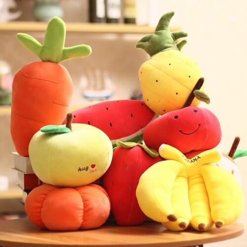 Multiple Styles Fruits Vegetables Plush Doll Strawberry Pumpki Apple Carrot Pineapple Small Pendant Simulation Cartoon Fruit Toy
