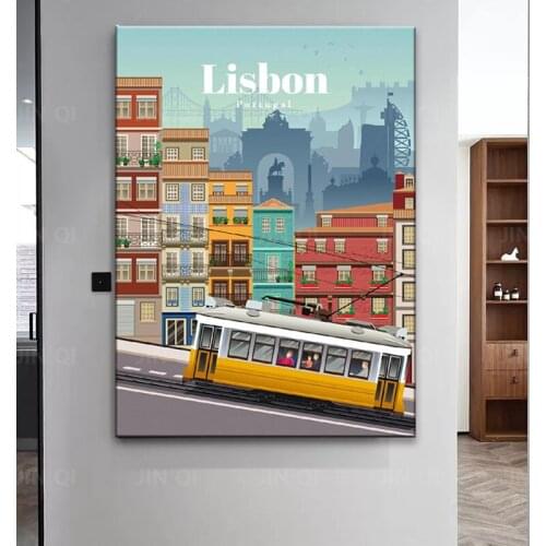 Travel to Lisbon Canvas Travel poster Wall Art Pictures for Living Room Home Decor Frame canvas painting for living room for mo
