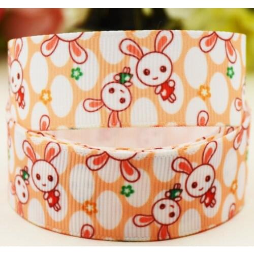 22mm 25mm 38mm 75mm Rabbit Cartoon printed Grosgrain Ribbon party decoration 10 Yards X-04493