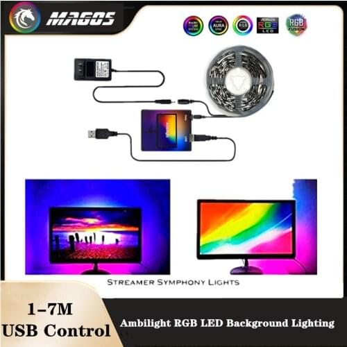 PC Case RGB LED Strip Light Bar For TV/Computer Screen SYNC Lamp Bar Atmosphere Background,Ambibox Control 30/60 Leds/Meter