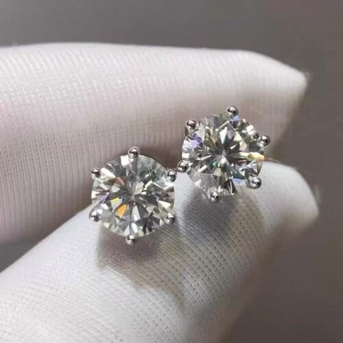 90% OFF! Silver 925 Earrings High Quality 1Carat Zirconia Diamond Stud Earrings For Women Girl Gift No Fade Allergy Free Jewelry