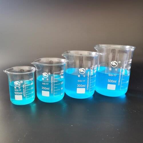 4pcs/set 25/50/100/200ml Glass Beaker For Laboratory Tests, Measuring Cup Volumetric Glassware For Lab Experiments