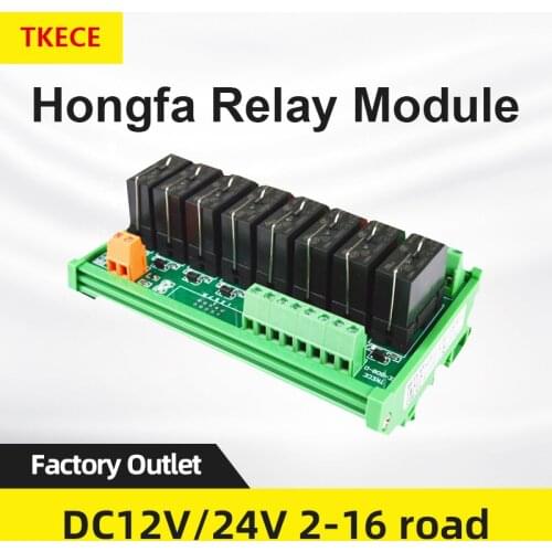 TKECE 12/24V 8-channel Hongfa Relay Module PLC Amplifier Board Integrated Module 1 Open 1 Closed 16A