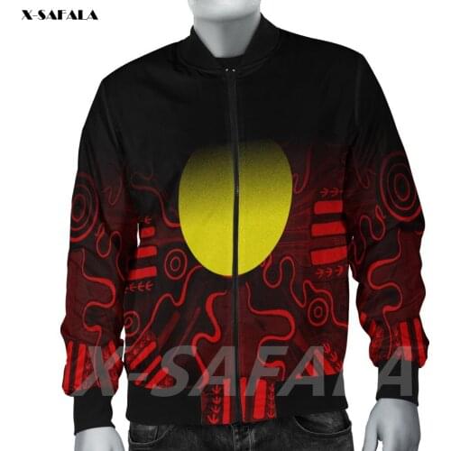 Australia Indigenous Flag Grunge 3D Printed Bomber Thick Jacket Man Female Outwear Baseball Flight Pilot Jacket Zipper Coat