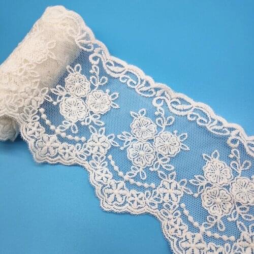 8CM Wide Tulle White Mesh Embroidery Lace Fabric Collar Trim Fringe Ribbon Wedding Dress DIY Sewing Decoration