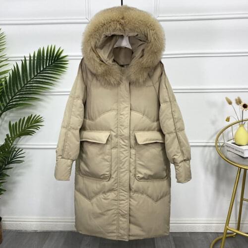 Real Fox Fur Collar Hooded Winter Down Jacket Women 90% White Duck Down Thick Warm Parkers Female Long Snow Coat X446