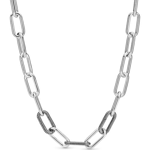 Authentic 925 Sterling Silver Me Link Fashion Necklace Fit Pandora Women Bead Charm Gift DIY Jewelry