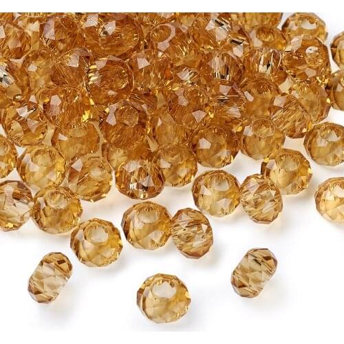 100pcs 14x8mm Rondelle Crystal Glass European Beads Faceted Large Hole Loose Beads Spacers for Jewelry Making DIY Wholesale