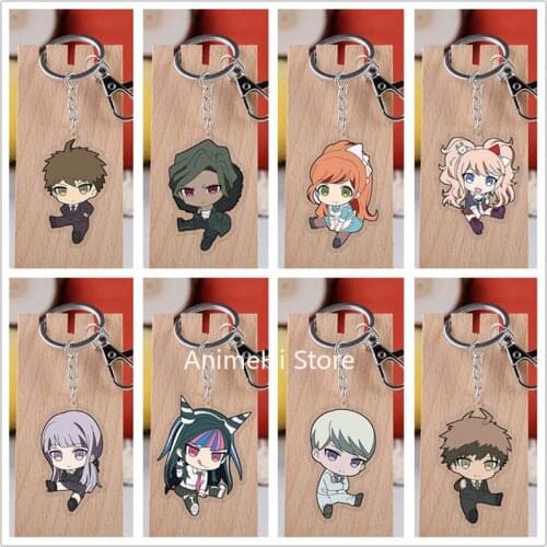 20 pcs/lot Danganronpa Acrylic Keychain Toy Trigger Happy Havoc Bag Pendant Key Ring Gifts