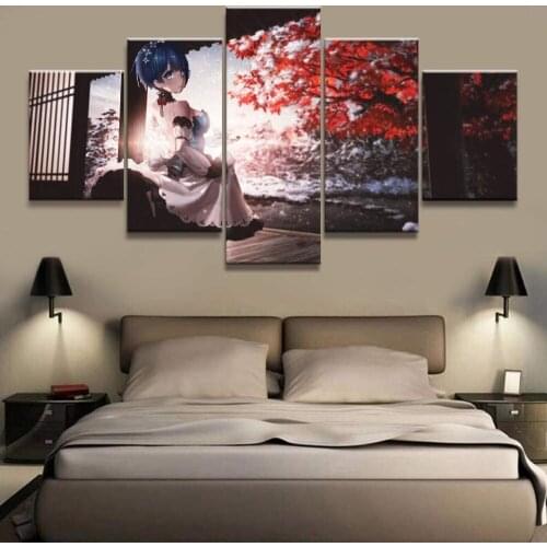 5 Piece Wall Art Canvas Anime Manga Figure Lovely Girl Pictures And Posters Modern Home Decor Living Room Decoration Paintings