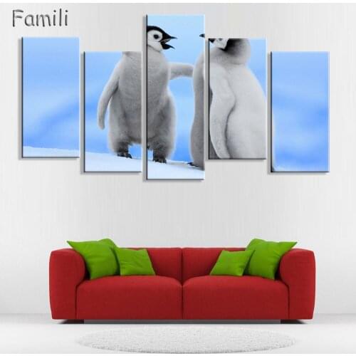 5pcs Nordic Minimalist Wall Art Penguins Animals Canvas Painting Posters And Prints Living Room Kids Decor Canvas Pictures