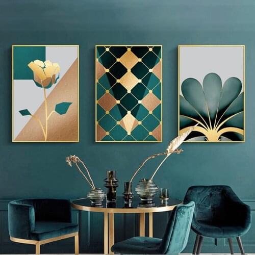 Abstract leaf 5d Diy diamond Painting Cross Stitch full drill golden flower nordic diamond embroidery home decor mosaic art