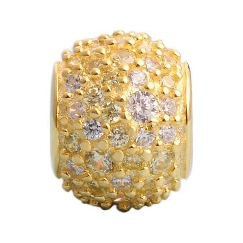 Authentic 925 Sterling Silver Beads New Gold Creative Inlaid Fashion Beads Fit Original Pandora Bracelet For Women Diy Jewelry