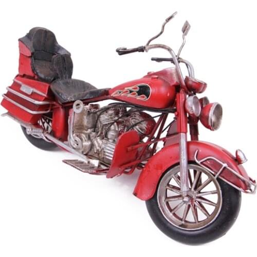 Decorative Metal Chopper Red Motorcycle - Trinket, Miniature, Gift, Nostalgic, Vintage, Handmade, hand Painted, Quality Durable