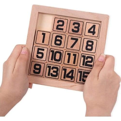 Number Slide Puzzle Montessori Educational Wooden Toys Brain Teaser Games For Kids Children Jouet Enfant 2 4 5 6 7Ans