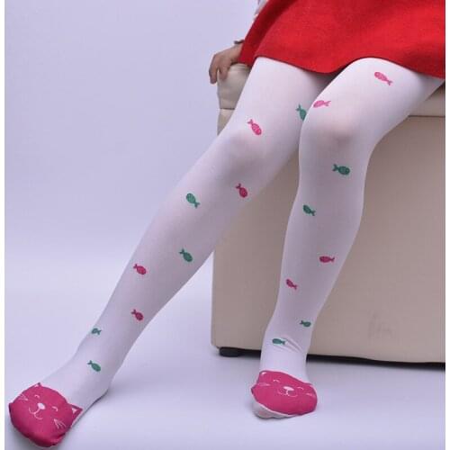 Spring and Summer Children Pantyhose Stockings Baby Girl Child Cat and Fish Love Jacquard Stockings Dance Tights Primer