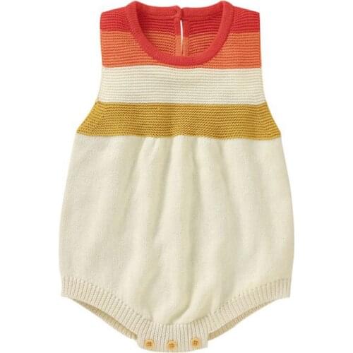 2020 Baby Clothing Autumn Newborn Baby Boys Buttons Striped Romper Fashion Sleeveless Romper Cute Jumpsuit